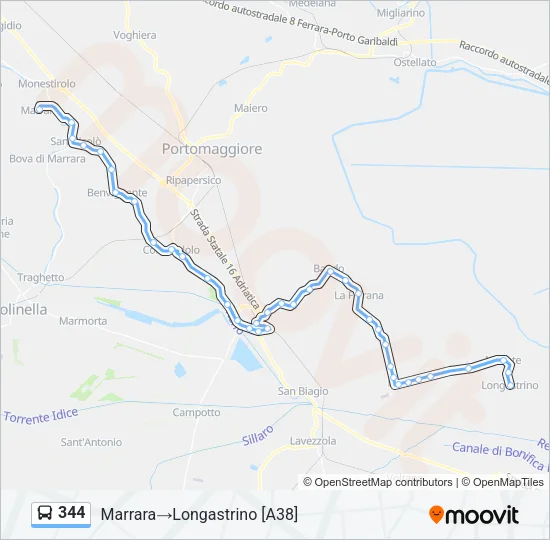 Percorso linea bus 344