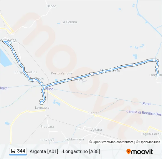 Percorso linea bus 344