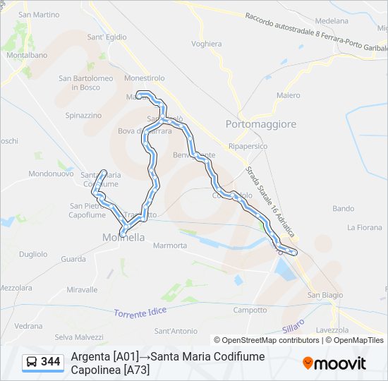 Percorso linea bus 344