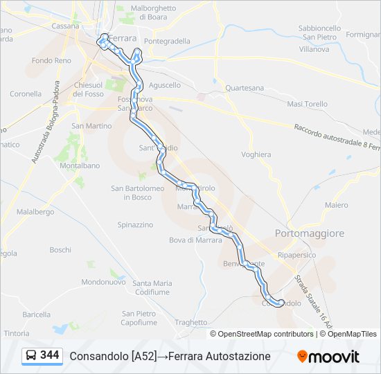 Percorso linea bus 344