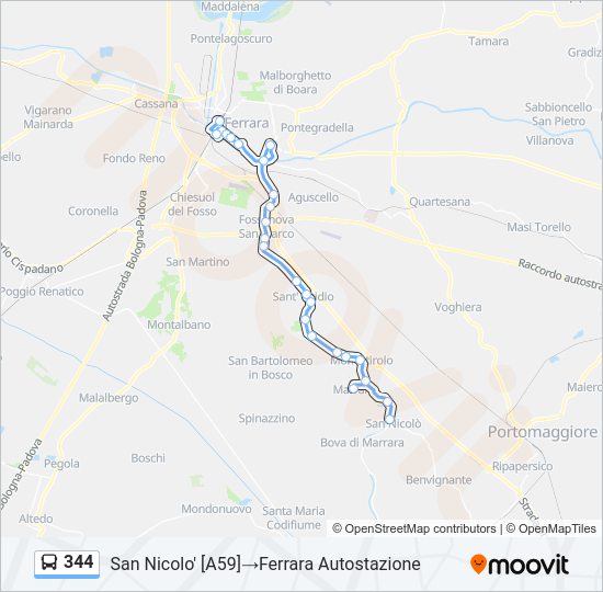 Percorso linea bus 344