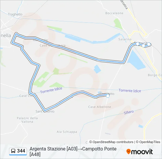 Percorso linea bus 344
