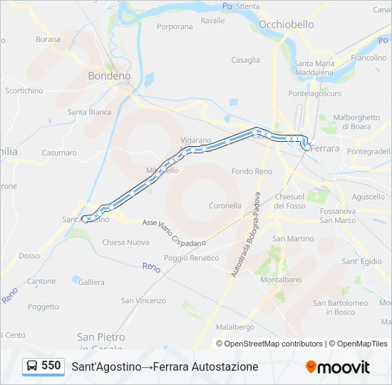 Percorso linea bus 550