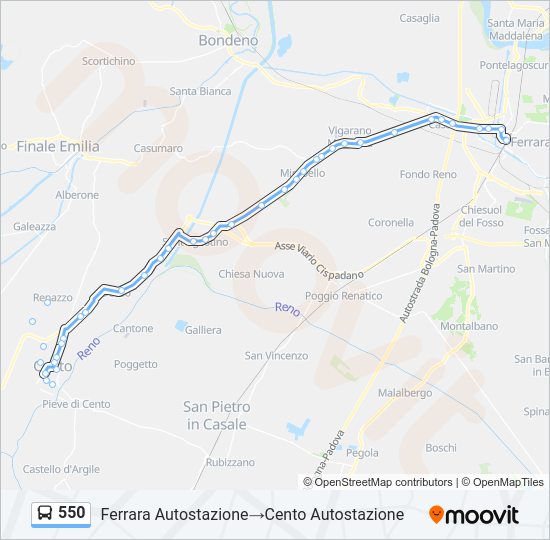 Percorso linea bus 550