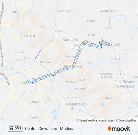 551 Route: Schedules, Stops & Maps - Modena Autostazione‎→Crevalcore (C ...