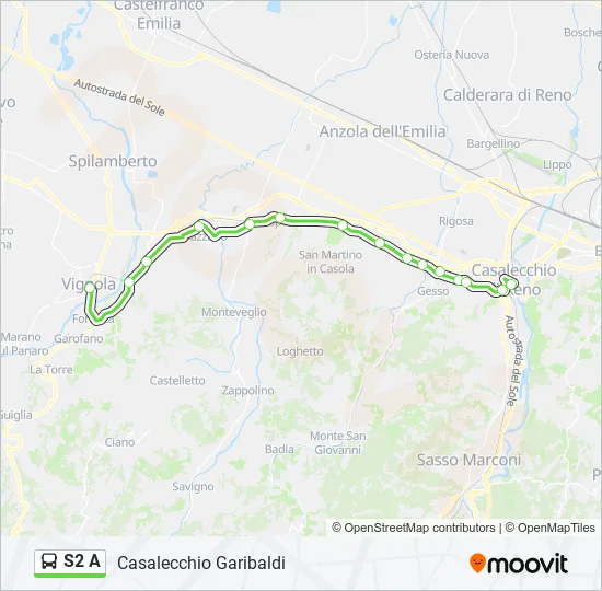 S2 A Bus Line Map