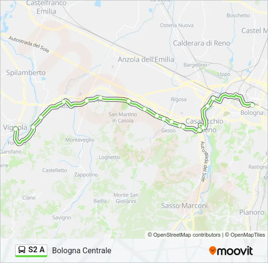 S2 A Bus Line Map