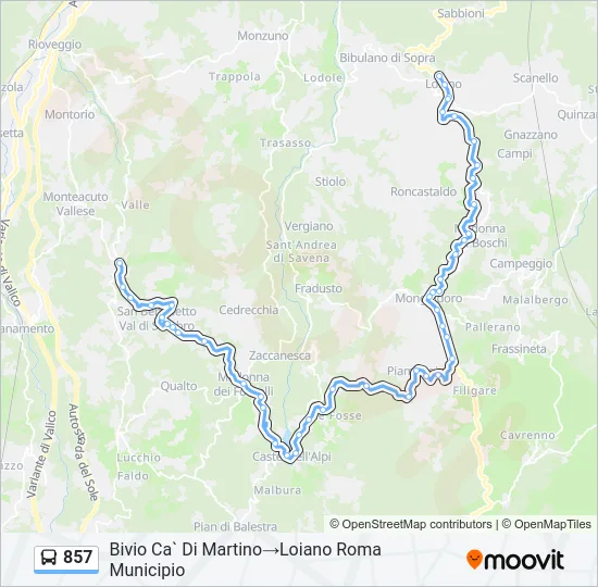 857 Bus Line Map