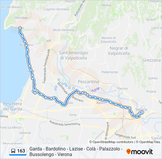 163 bus Line Map