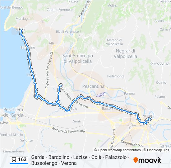 Percorso linea bus 163