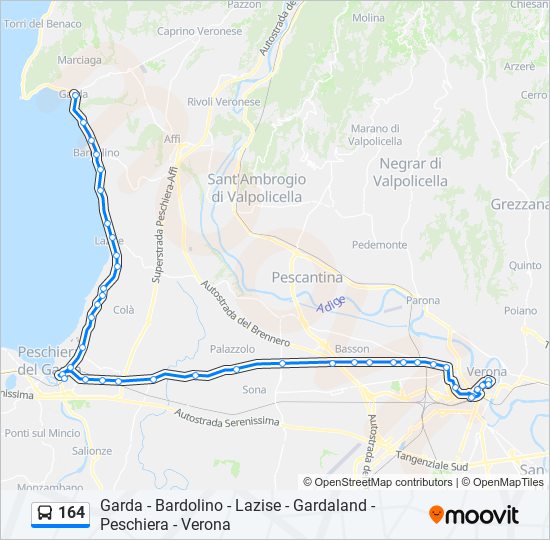 Percorso linea bus 164