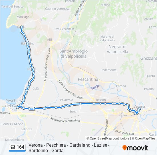 Percorso linea bus 164