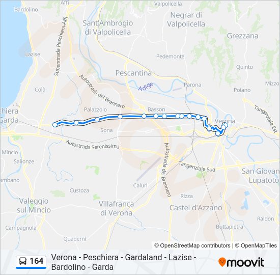 Percorso linea bus 164