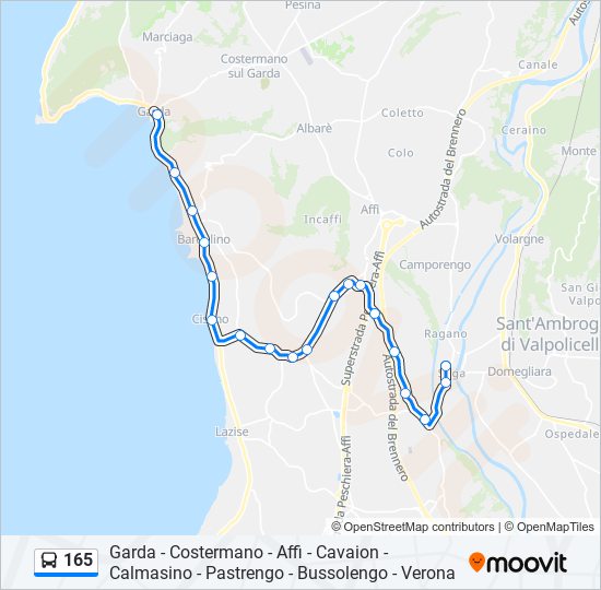 165 bus Line Map