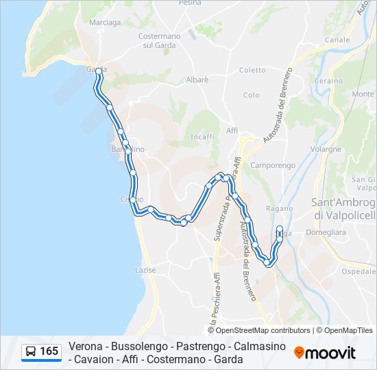 165 bus Line Map