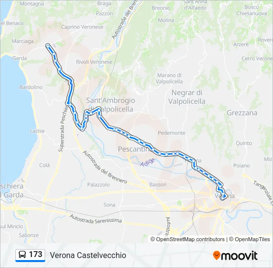 173 Bus Line Map