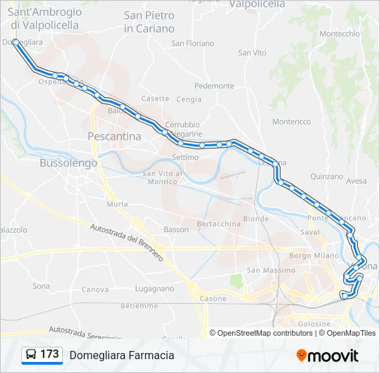 173 Bus Line Map