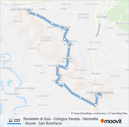 233 bus Line Map