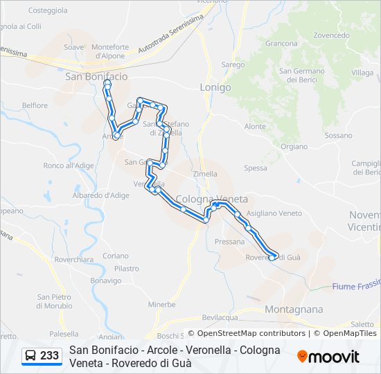 233 bus Line Map