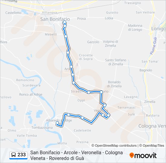 233 bus Line Map