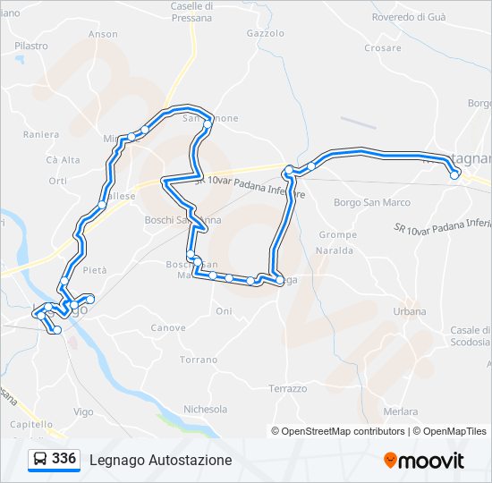 Percorso linea bus 336