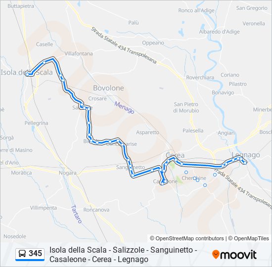 345 bus Line Map