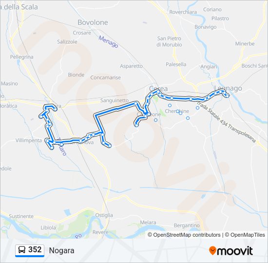 Percorso linea bus 352