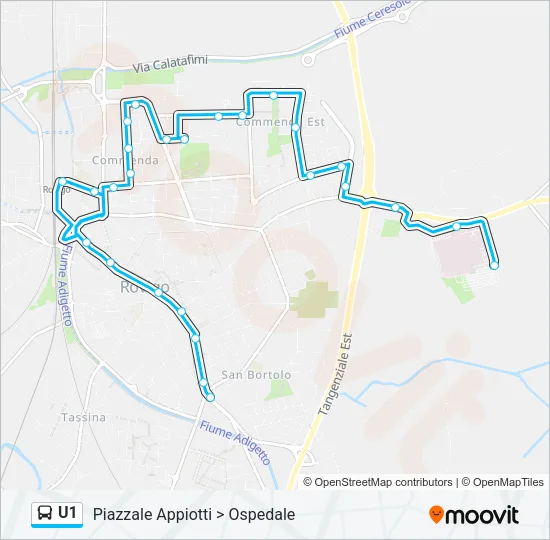 U1 Bus Line Map