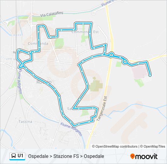 Percorso linea bus U1