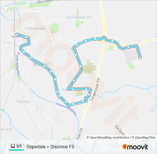 U1 Bus Line Map