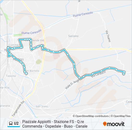 Percorso linea bus U2