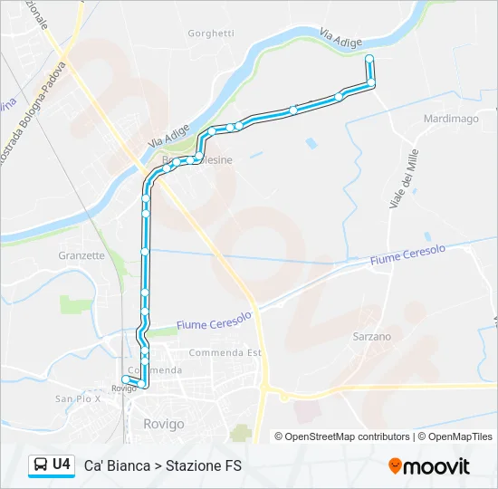 Percorso linea bus U4