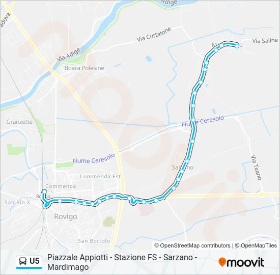 U5 Bus Line Map