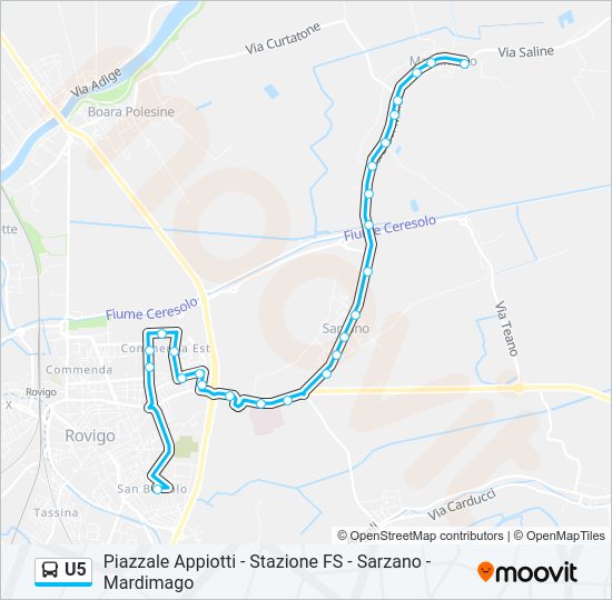 Percorso linea bus U5