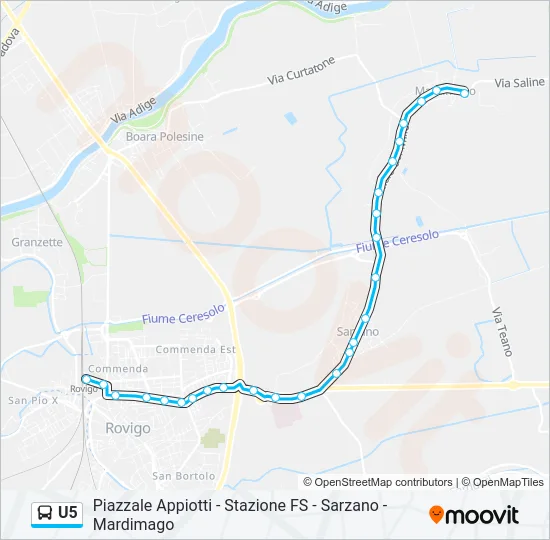U5 Bus Line Map