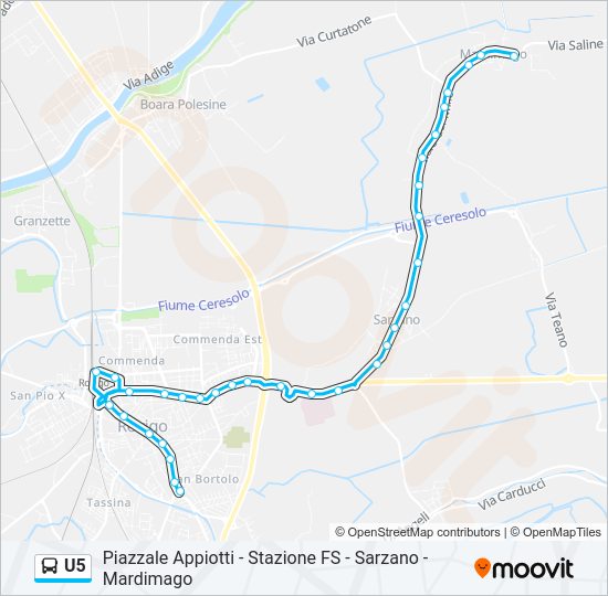 Percorso linea bus U5