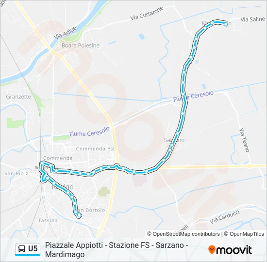 U5 Bus Line Map