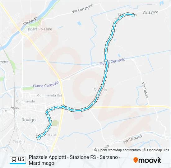 U5 Bus Line Map