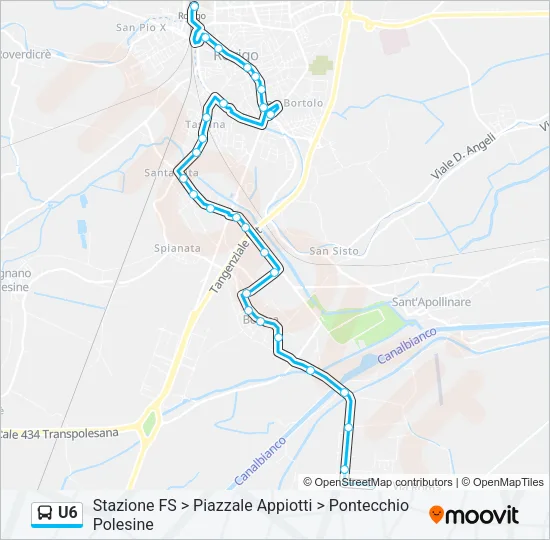 U6 Bus Line Map