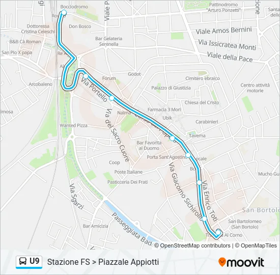 U9 Bus Line Map