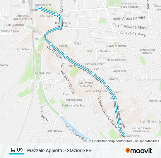 U9 Bus Line Map