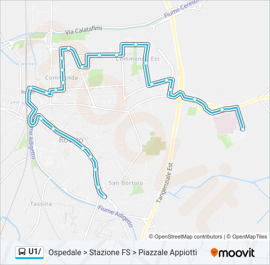 Percorso linea bus U1/