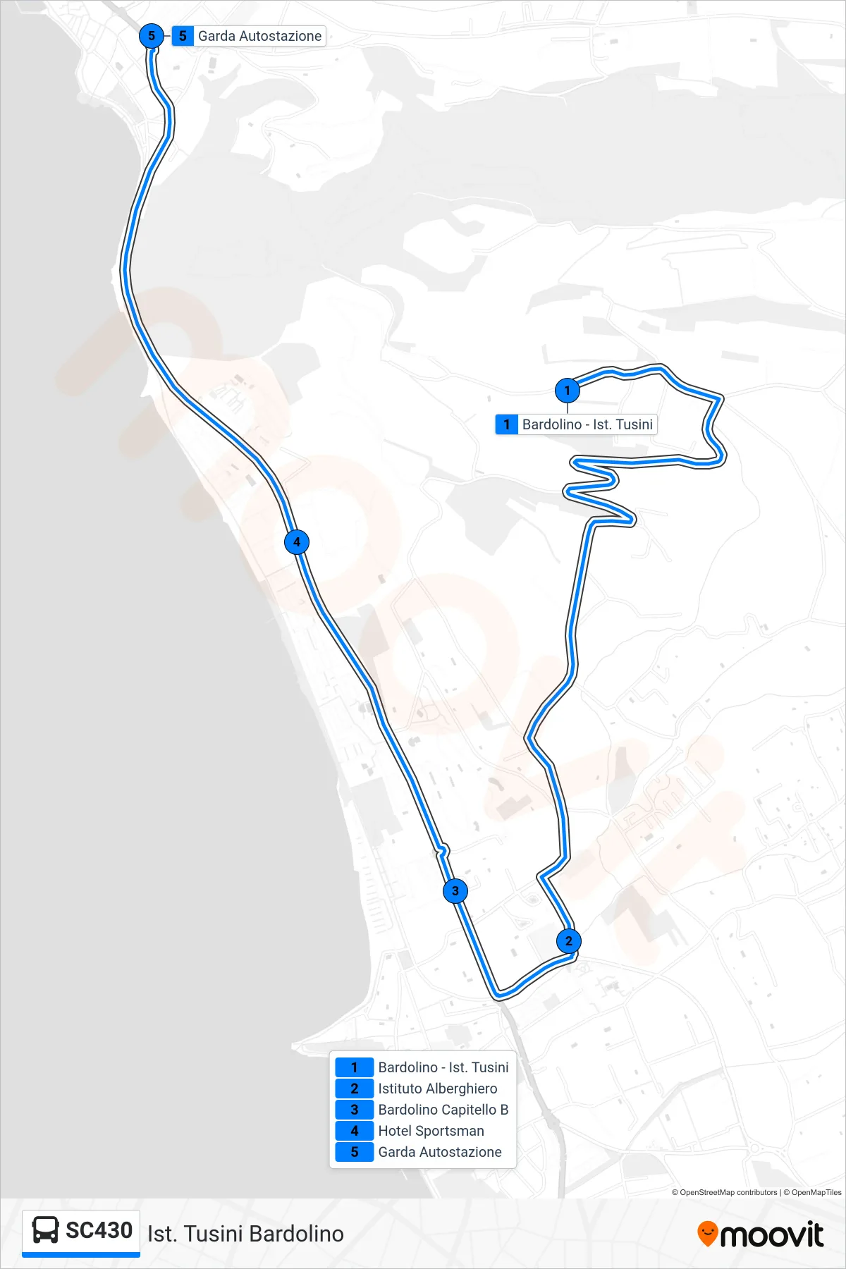 Linea SC430 bus (Garda Autostazione) - Percorsi e fermate sulla mappa