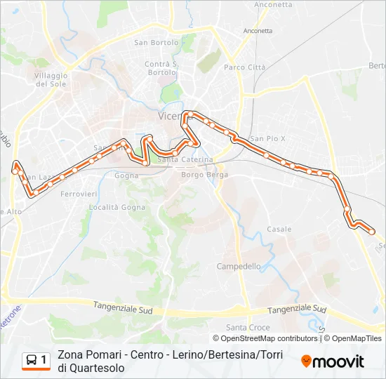 1 Bus Line Map
