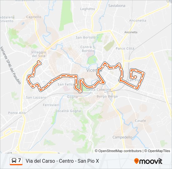Percorso linea bus 7