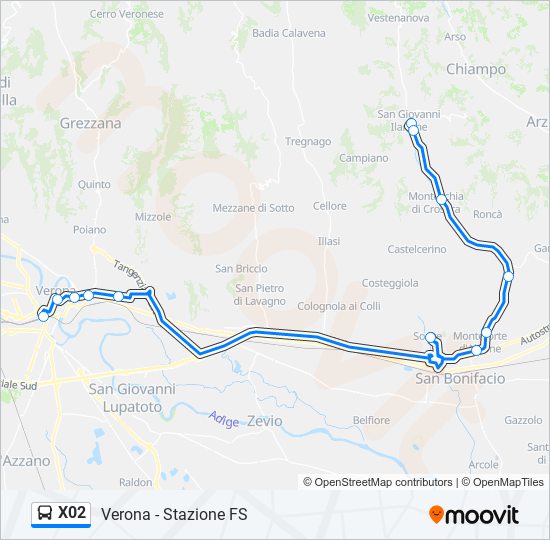 X02 bus Line Map