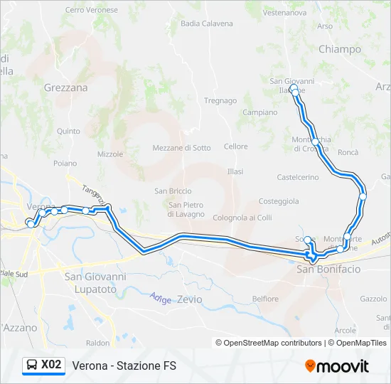 X02 Bus Line Map