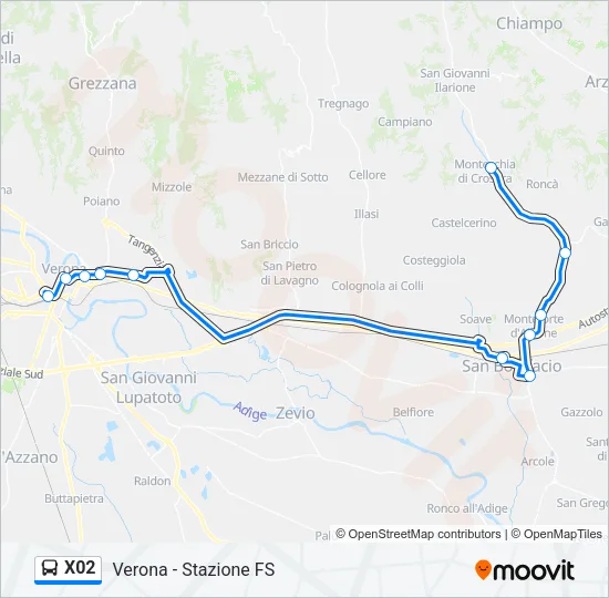 X02 Bus Line Map