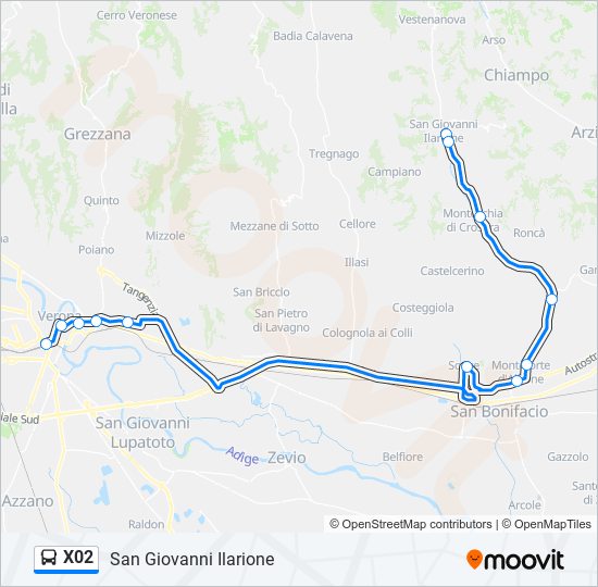 X02 bus Line Map