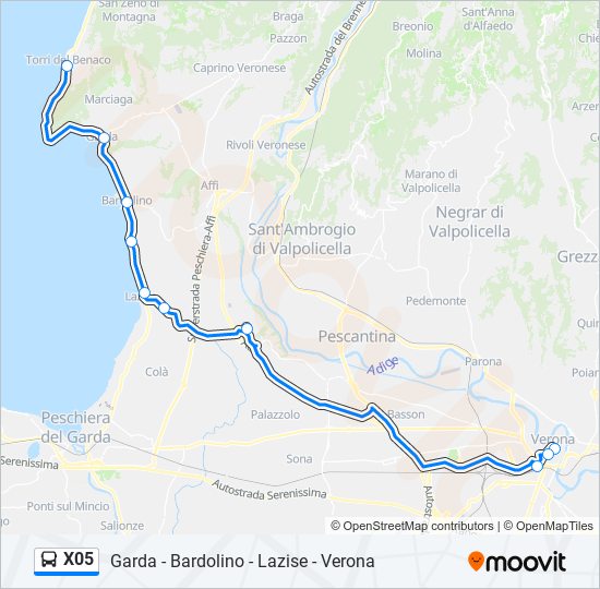 X05 bus Line Map